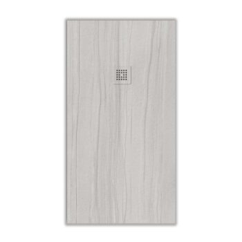 Plato de ducha resina textura pizarra acabado efecto Madera Chopo Blanco - antideslizante STONE 3D moderno