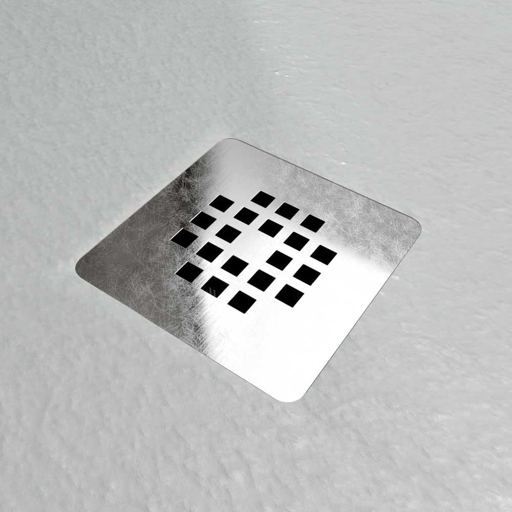 Plato ducha resina ONE Arena RAL 7035 y otros colores exclusivos con textura pizarra antibacteriano y antideslizante. Rejilla inox