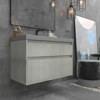 VARABATH mueble de bano suspendido 2 cajones YOKO polar gris platino ral 7036 3.webp
