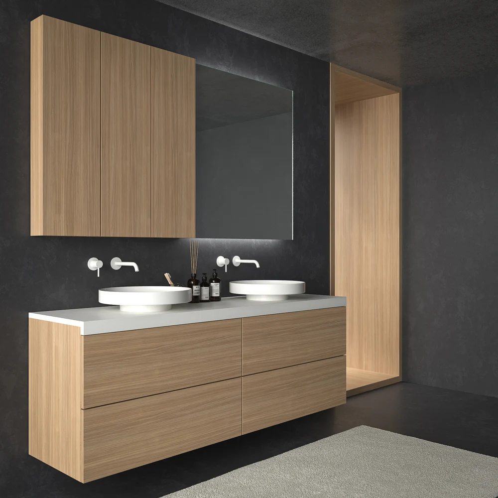 VAROBATH columna TESIS triple 3 puertas 100 cm nogal bohemia 4.webp