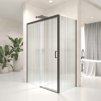 VAROBATH mampara de ducha rectangular 2 fijos 1 puerta NOVUM Gun metal vidrio acanalado.jpg