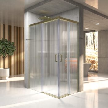 VAROBATH mampara de ducha rectangular 2 fijos 2 puertas NOVUM ORO MATE vidrio acanalado.jpg