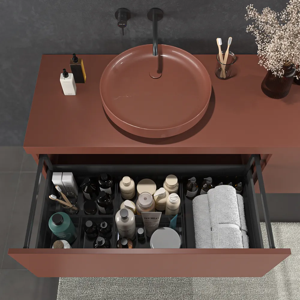 VAROBATH mueble de bano TESIS suspendido 3 cajones cobre perlado 1.webp