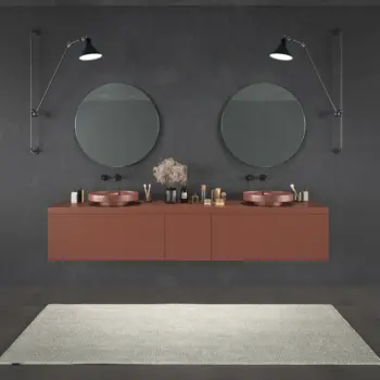 VAROBATH mueble de bano TESIS suspendido 3 cajones cobre perlado 4.webp