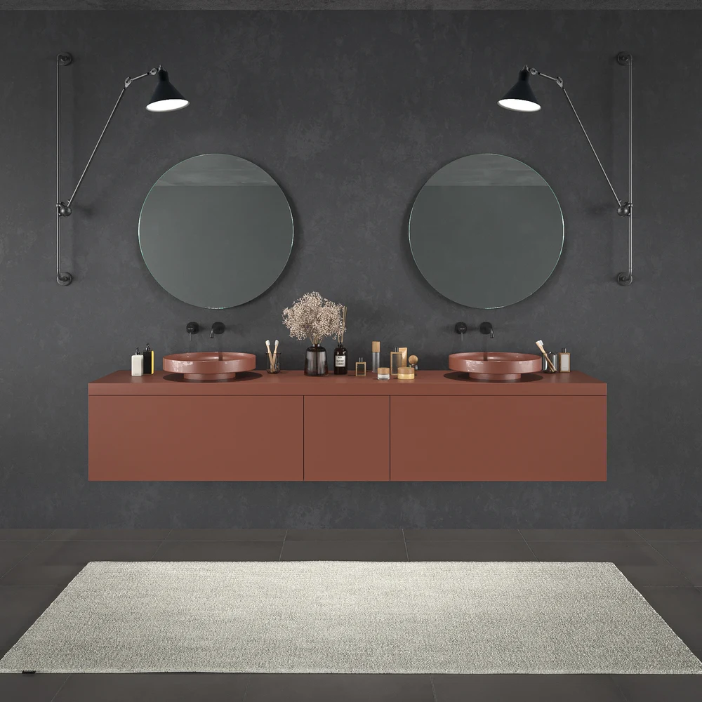 VAROBATH mueble de bano TESIS suspendido 3 cajones cobre perlado 4.webp
