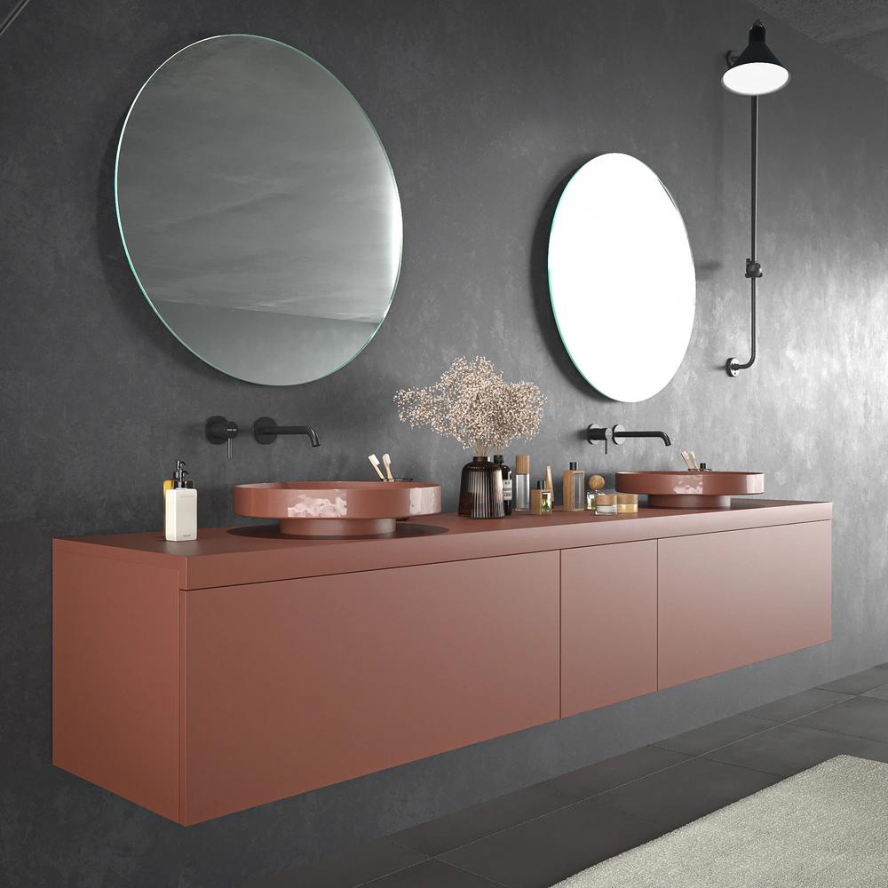 VAROBATH mueble de bano TESIS suspendido 3 cajones cobre perlado 6.webp