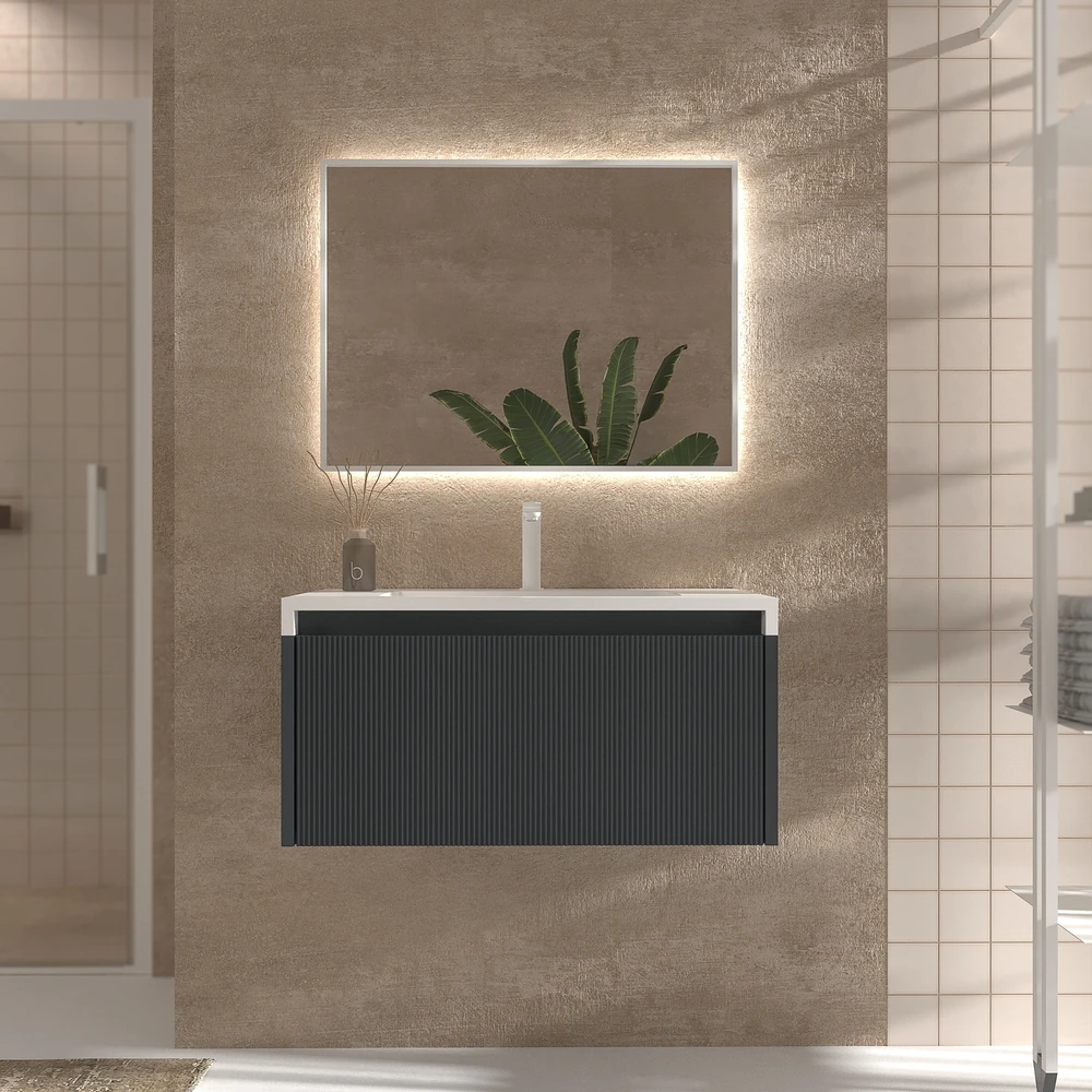 VAROBATH mueble de bano suspendido 1 cajon BINARIO antracita ral 7016 2.webp