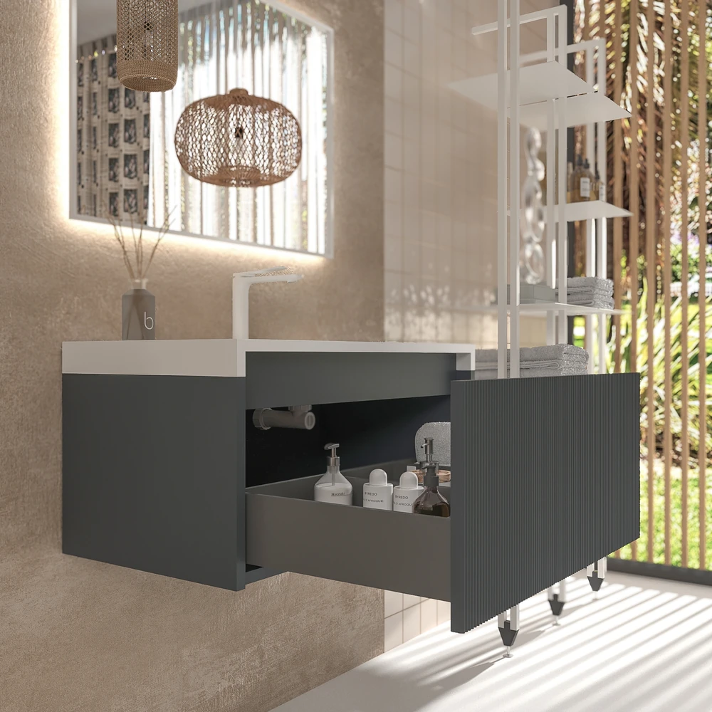 VAROBATH mueble de bano suspendido 1 cajon BINARIO antracita ral 7016 5.webp