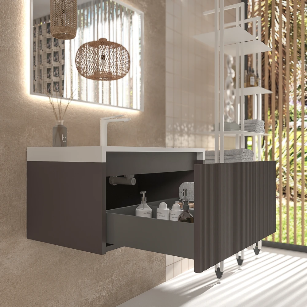 VAROBATH mueble de bano suspendido 1 cajon BINARIO marron grisaceo ral 8012 4.webp