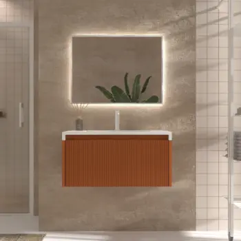 VAROBATH mueble de bano suspendido 1 cajon BINARIO pardo naranja ral 8023 1.webp