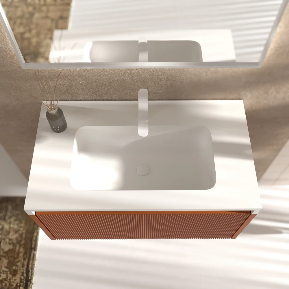 VAROBATH mueble de bano suspendido 1 cajon BINARIO pardo naranja ral 8023 3.webp