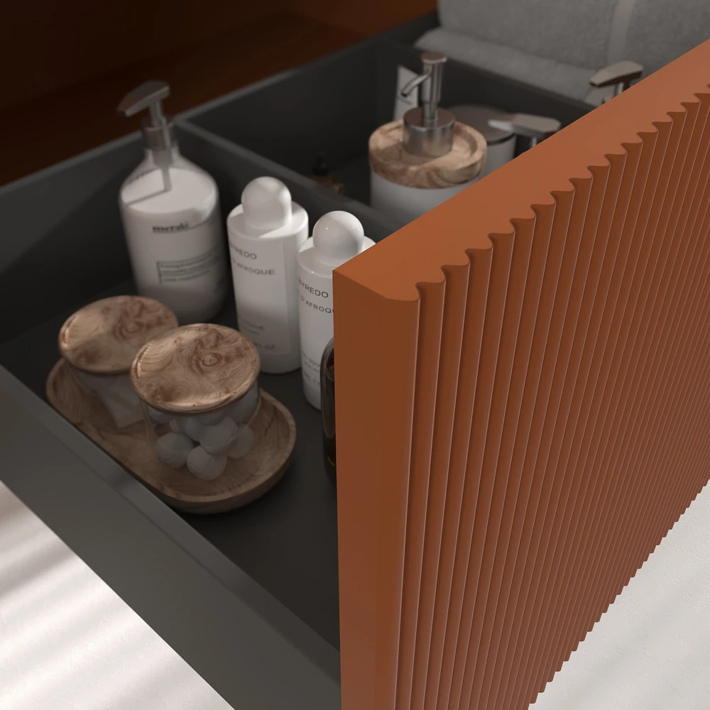 VAROBATH mueble de bano suspendido 1 cajon BINARIO pardo naranja ral 8023 6.webp