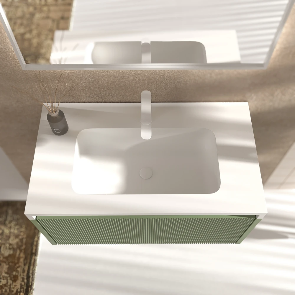 VAROBATH mueble de bano suspendido 1 cajon BINARIO verde palido ral 6021 4.webp