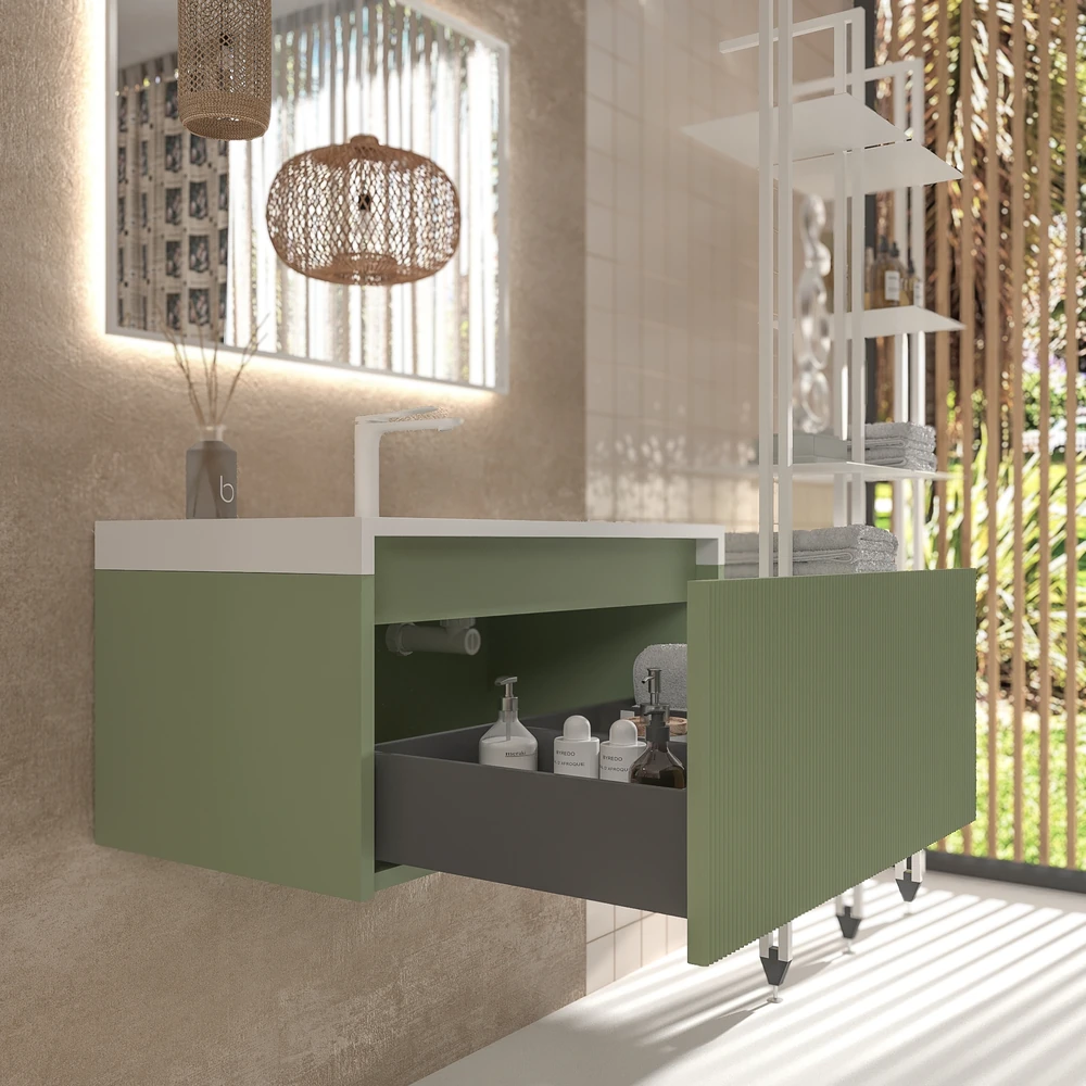 VAROBATH mueble de bano suspendido 1 cajon BINARIO verde palido ral 6021 6.webp