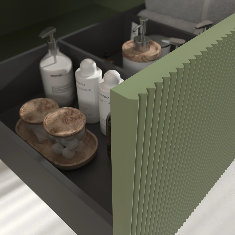 VAROBATH mueble de bano suspendido 1 cajon BINARIO verde palido ral 6021 7.webp