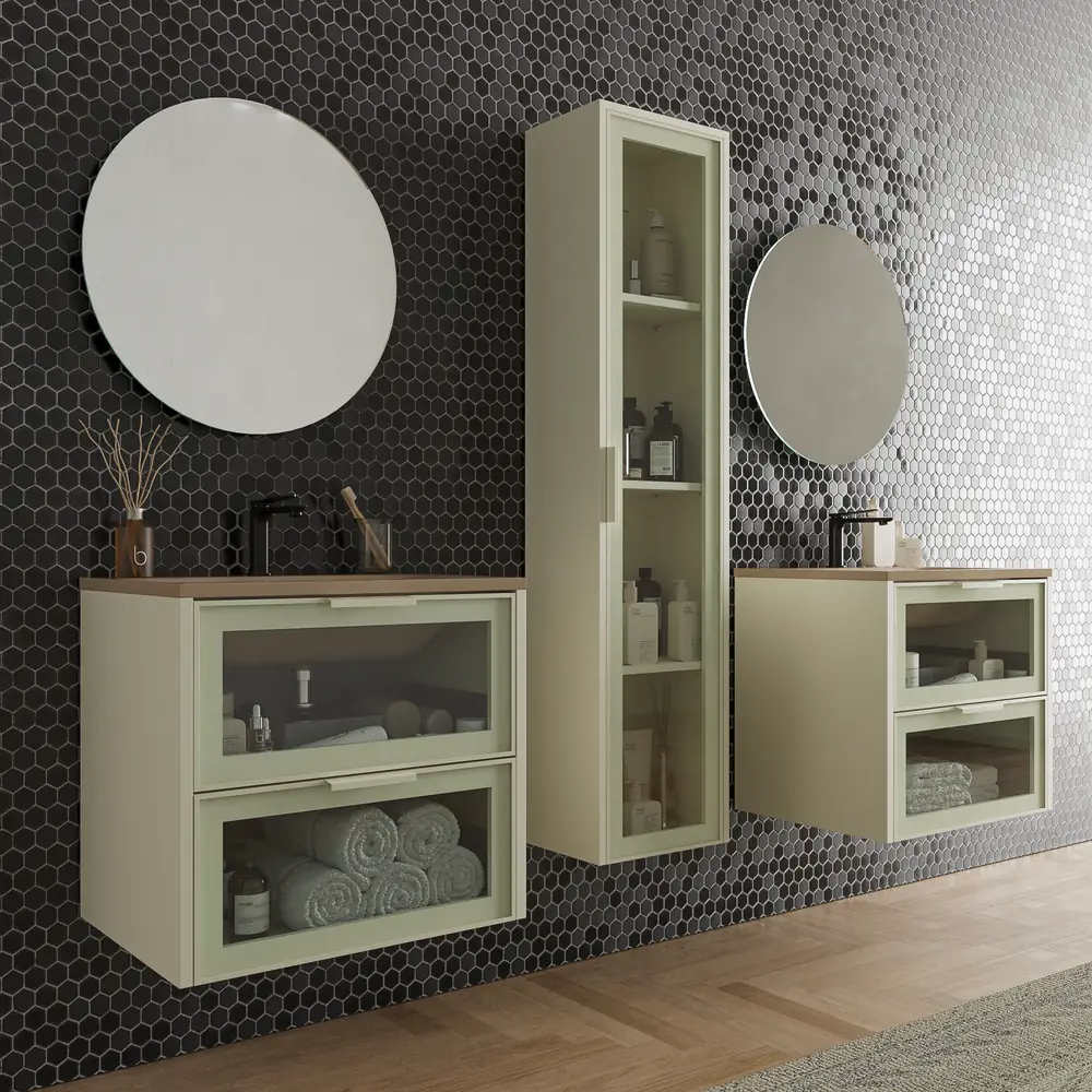 VAROBATH mueble de bano suspendido 2 cajones BETA crema ral 1013 1.webp