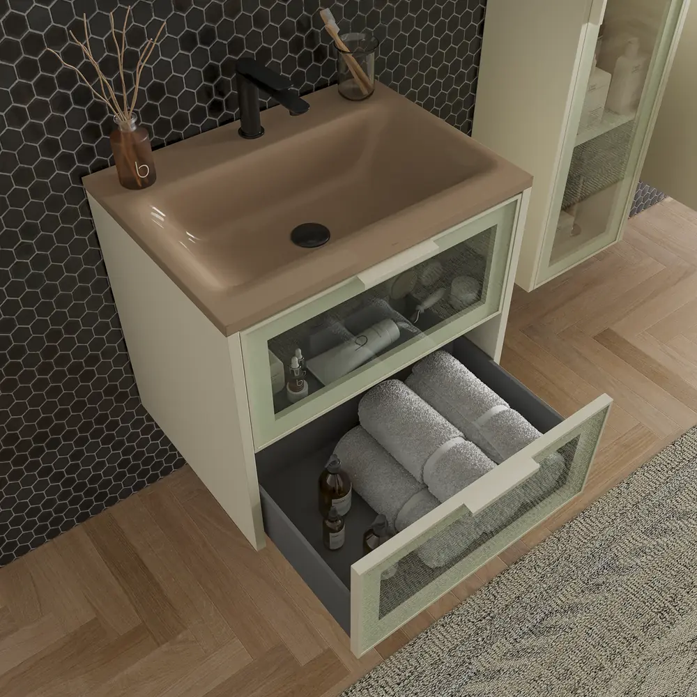 VAROBATH mueble de bano suspendido 2 cajones BETA crema ral 1013 2.webp