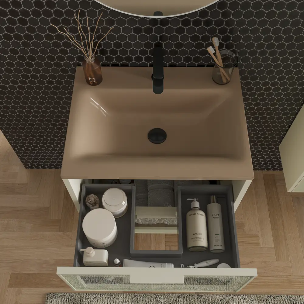 VAROBATH mueble de bano suspendido 2 cajones BETA crema ral 1013 4.webp
