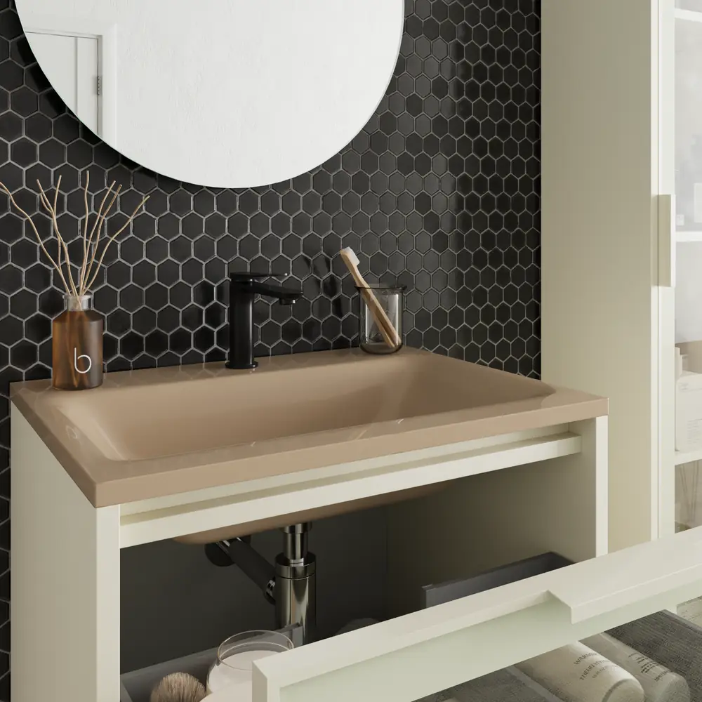 VAROBATH mueble de bano suspendido 2 cajones BETA crema ral 1013 5.webp