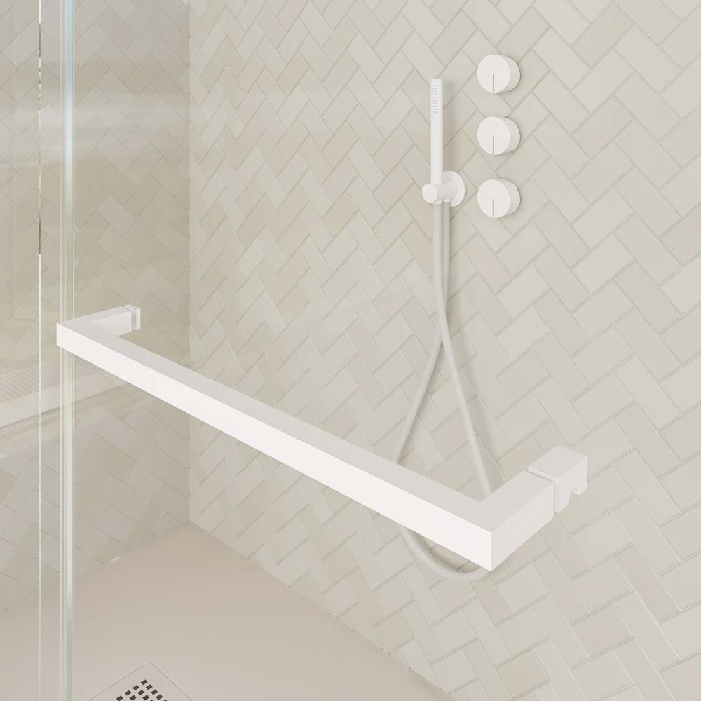 Mampara de ducha rectangular VERONA apertura frontal 1 fijo-1 puerta corredera con ruedas inferiores + 1 fijo acabado BLANCO MATE