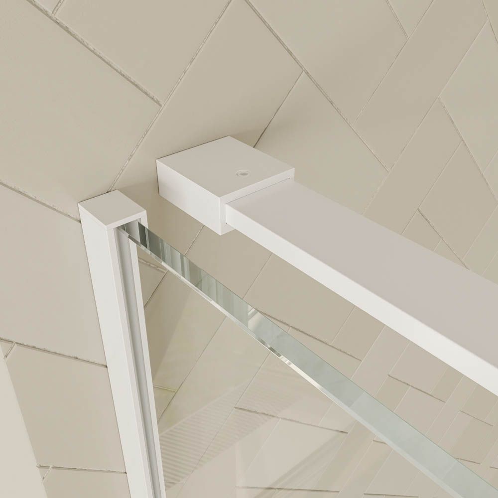 Mampara de ducha rectangular VERONA apertura frontal 1 fijo-1 puerta corredera con ruedas inferiores + 1 fijo acabado BLANCO MATE