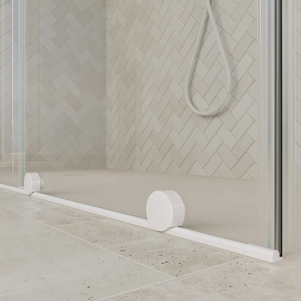 Mampara de ducha rectangular VERONA apertura frontal 1 fijo-1 puerta corredera con ruedas inferiores + 1 fijo acabado BLANCO MATE