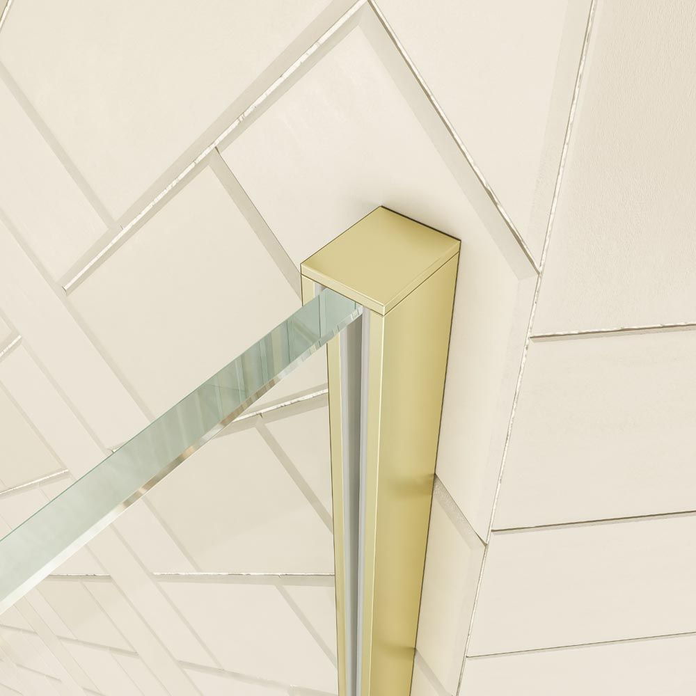 Mampara de ducha rectangular VERONA apertura frontal 1 fijo-1 puerta corredera con ruedas inferiores + 1 fijo acabado ORO MATE