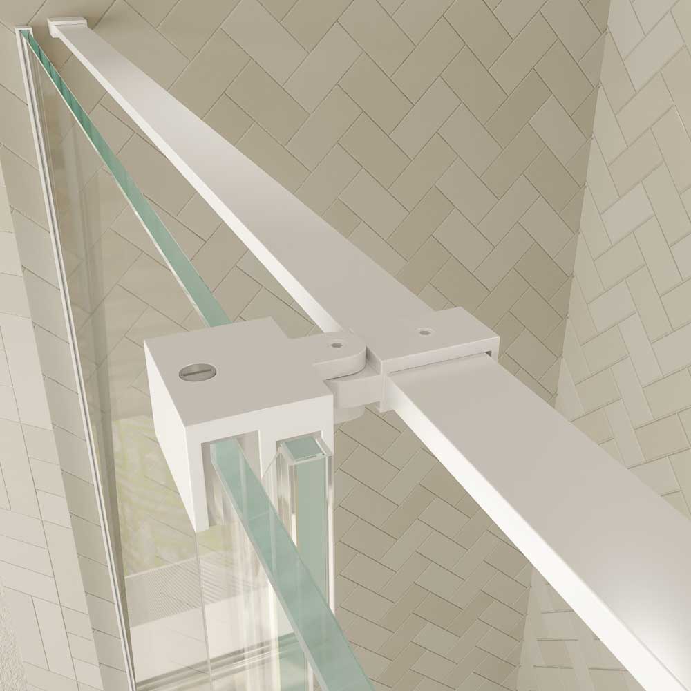 Mampara de ducha rectangular VERONA apertura frontal 1 fijo-1 puerta corredera con ruedas inferiores + 1 fijo acabado BLANCO MATE