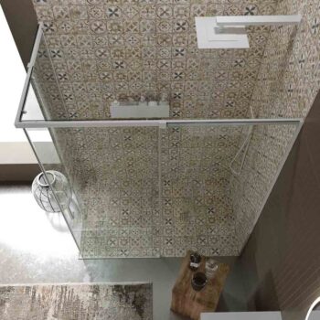 Mampara de ducha AXER rectangular 2 fijos - 2 puertas correderas vidrio 6 mm. ACERO INOXIDABLE acabado BLANCO MATE