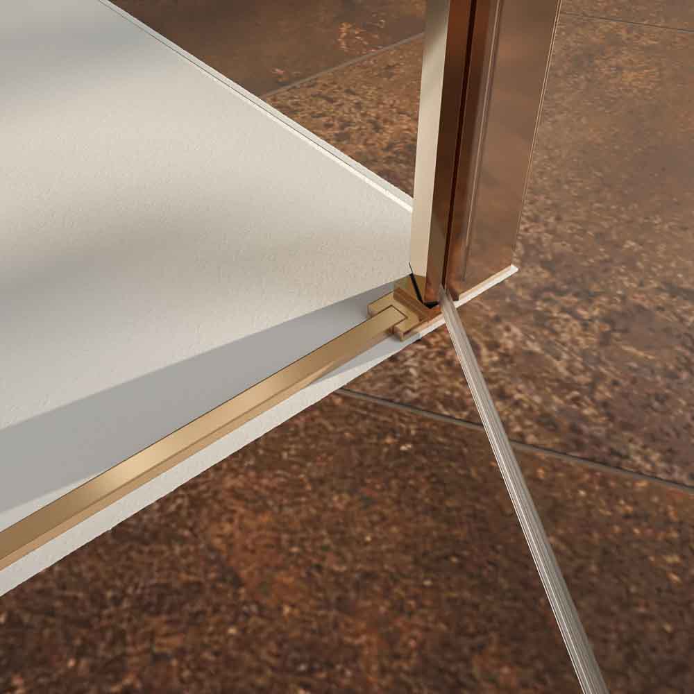 Mampara de ducha rectangular OPEN 1 fijo - 2 puertas abatible fabricada a medida. COBRE MATE