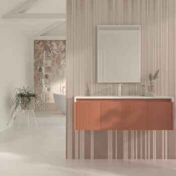 Mueble de baño BINARIO suspendido 3 cajones acabado ROJO BEIGE
