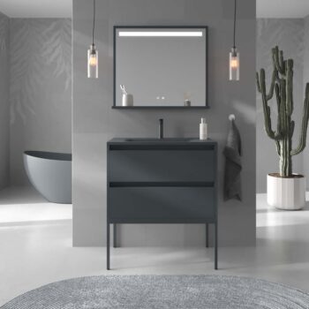 Mueble de baño BINARIO suspendido 2 cajones acabado MOKA