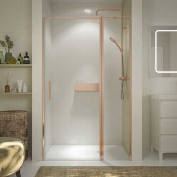 Varobath mampara ducha OPEN 1 fijo puerta abatible ORO ROSA 1.jpg
