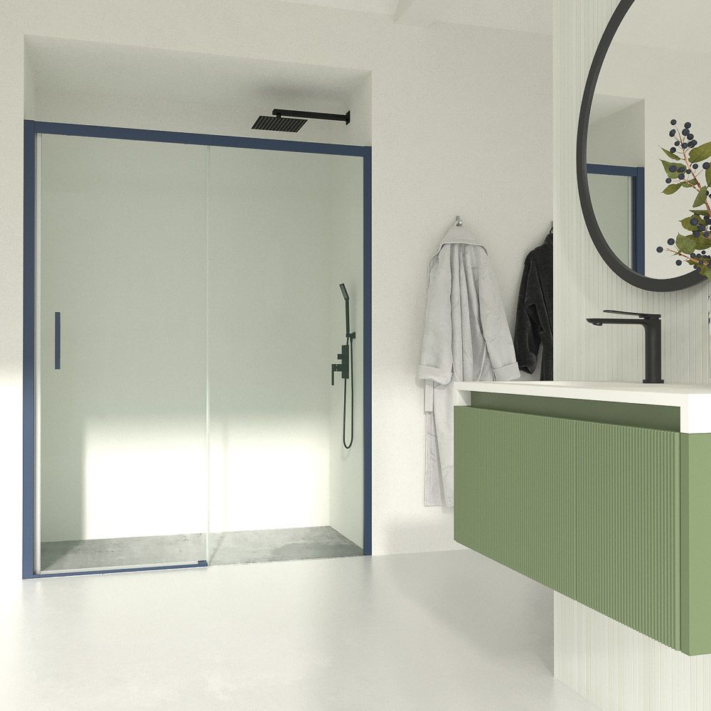 Mueble de baño BINARIO suspendido 2 cajones acabado VERDE RESEDA