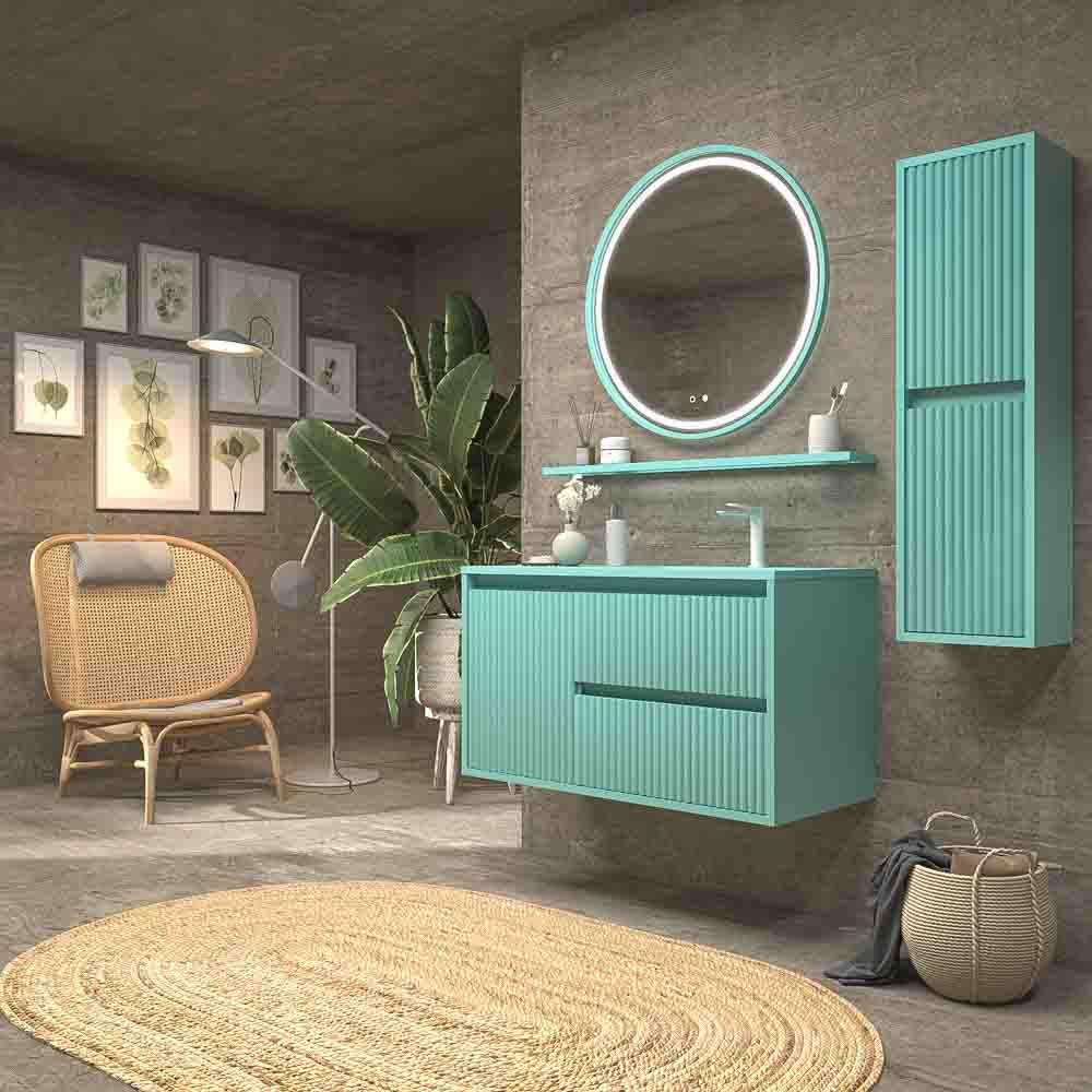 Varobath mueble MILIA suspendido 2 cajones 1 puerta verde luminoso.jpg