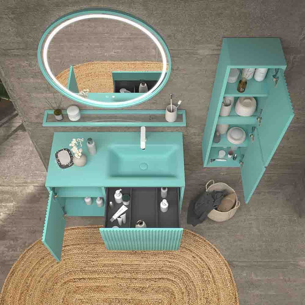 Varobath mueble MILIA suspendido 2 cajones 1 puerta verde luminoso7.jpg