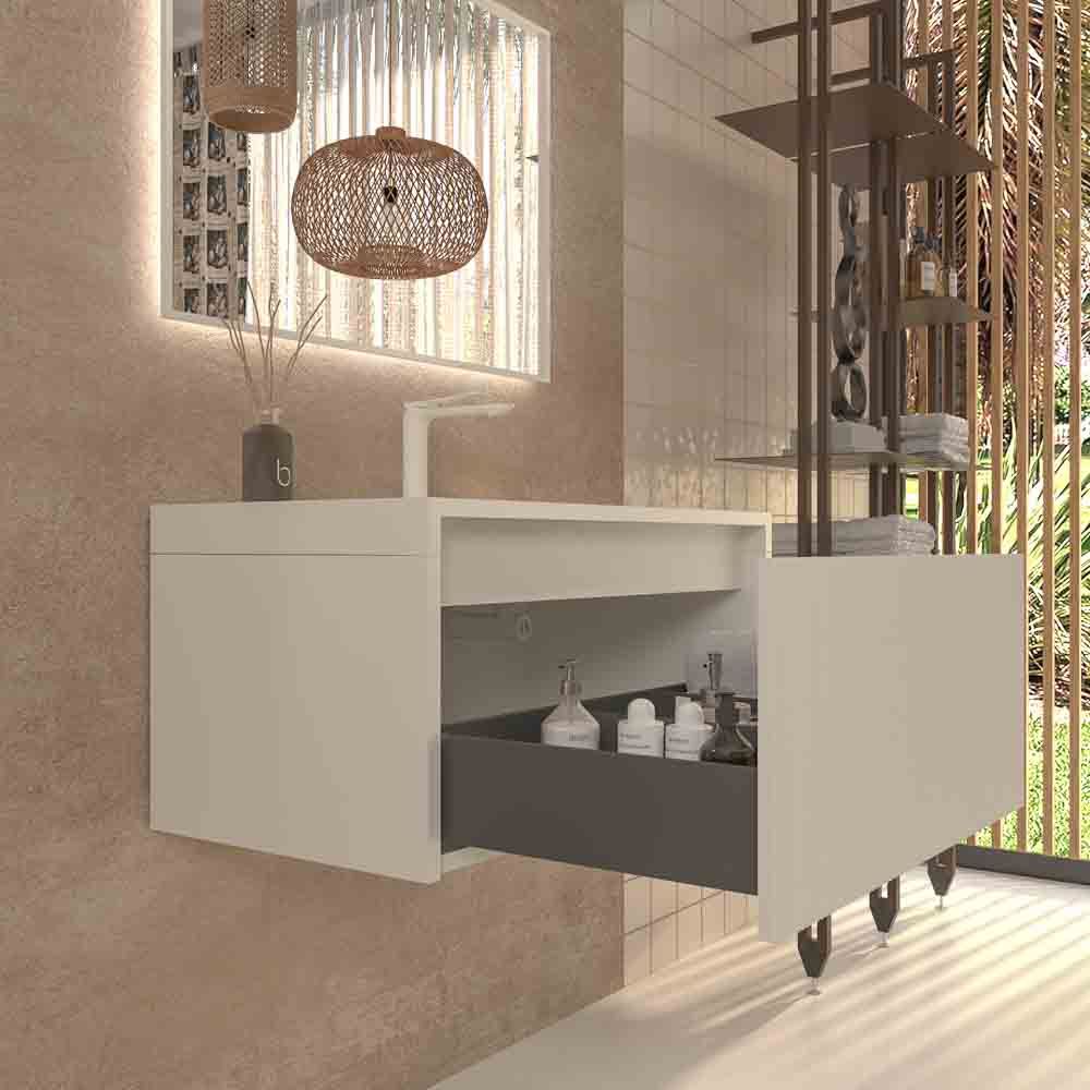 Mueble de baño BINARIO suspendido 1 cajón acabado BLANCO
