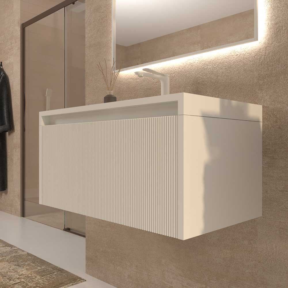 Mueble de baño BINARIO suspendido 1 cajón acabado BLANCO