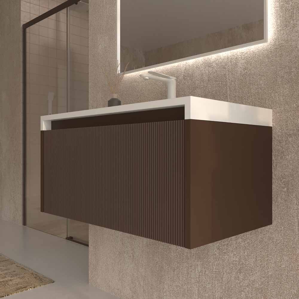Mueble de baño BINARIO suspendido 1 cajón acabado BLANCO