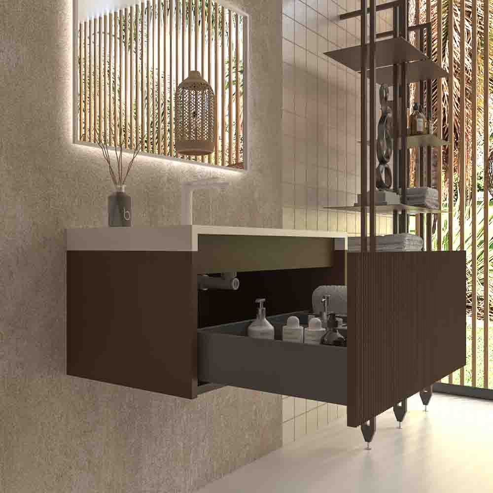 Mueble de baño BINARIO suspendido 1 cajón acabado BLANCO