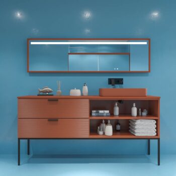 Mueble de baño ELEN con patas 1 cajón - 1 balda inferior ROBLE CLARO / BLANCO