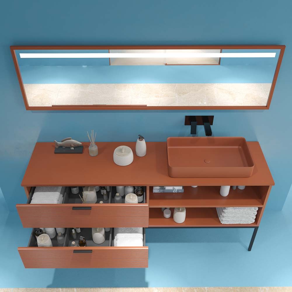 Mueble de baño ELEN con patas 1 cajón - 1 balda inferior MOKA