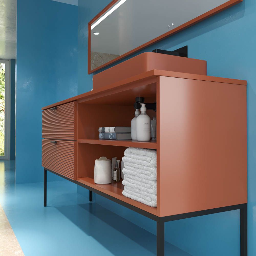 Mueble de baño ELEN con patas 1 cajón - 1 balda inferior MOKA