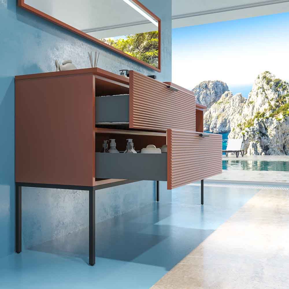 Mueble de baño ELEN con patas 1 cajón - 1 balda inferior MOKA