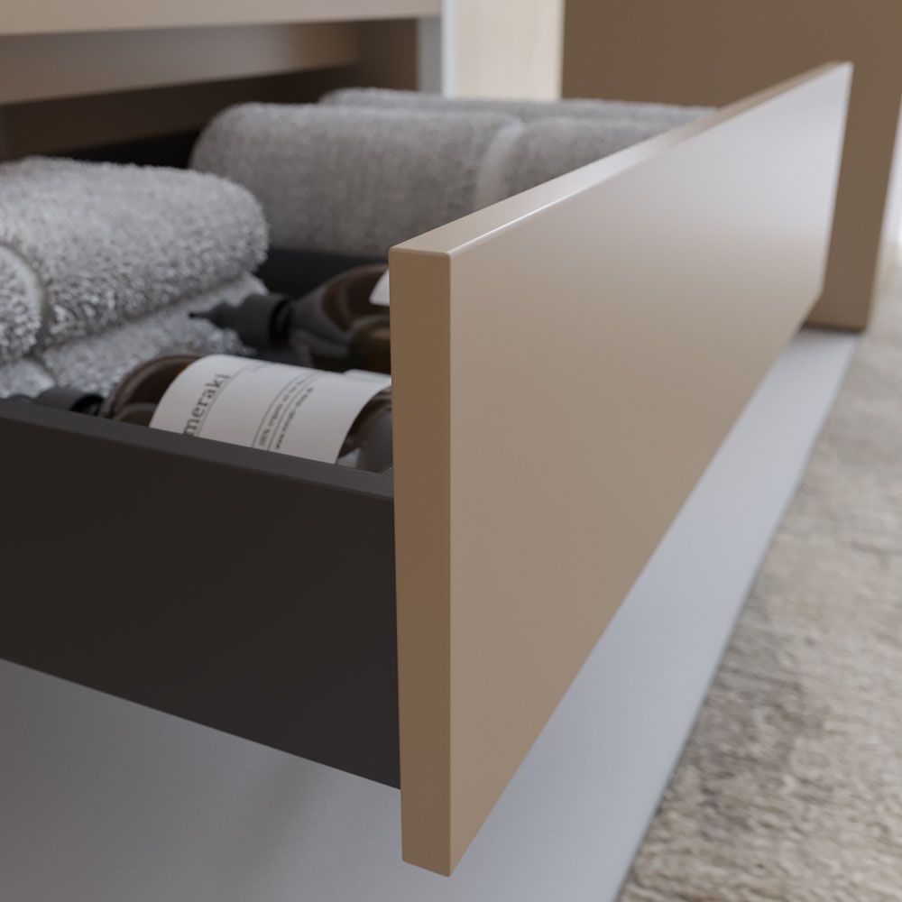 Mueble de baño INDEX estructura con patas 1 cajón lavabo suspendido MOKA-BLANCO