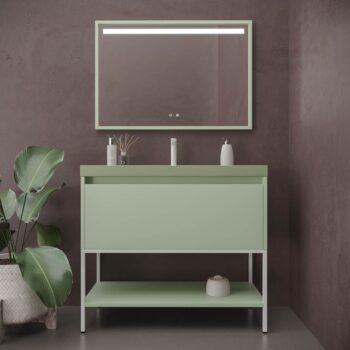 Mueble de baño ELEN con patas 1 cajón - 1 balda inferior AZUL COBALTO / ORO MATE