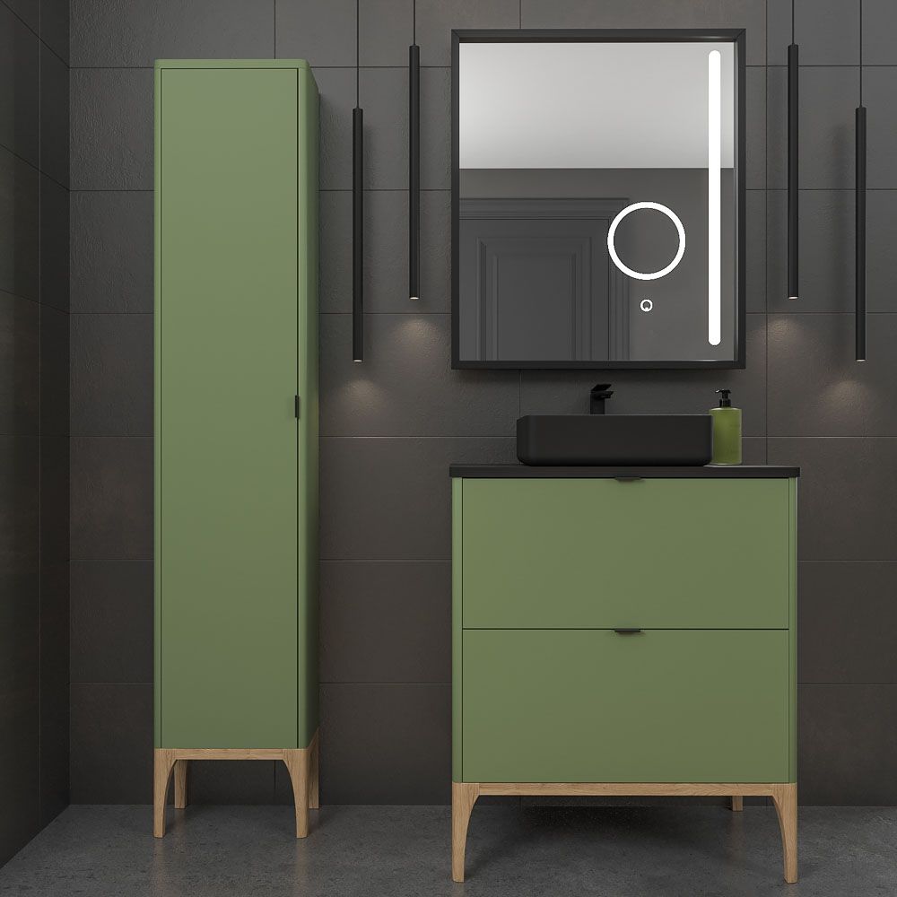 Mueble de baño VICENT con patas 2 cajones encimera Solid Surface con lavabo SATET