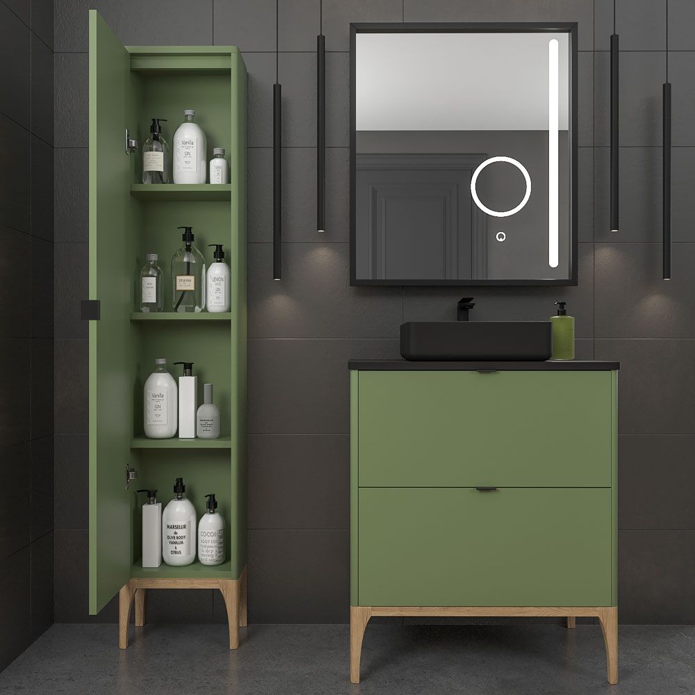 Mueble de baño VICENT con patas 2 cajones encimera Solid Surface con lavabo SATET