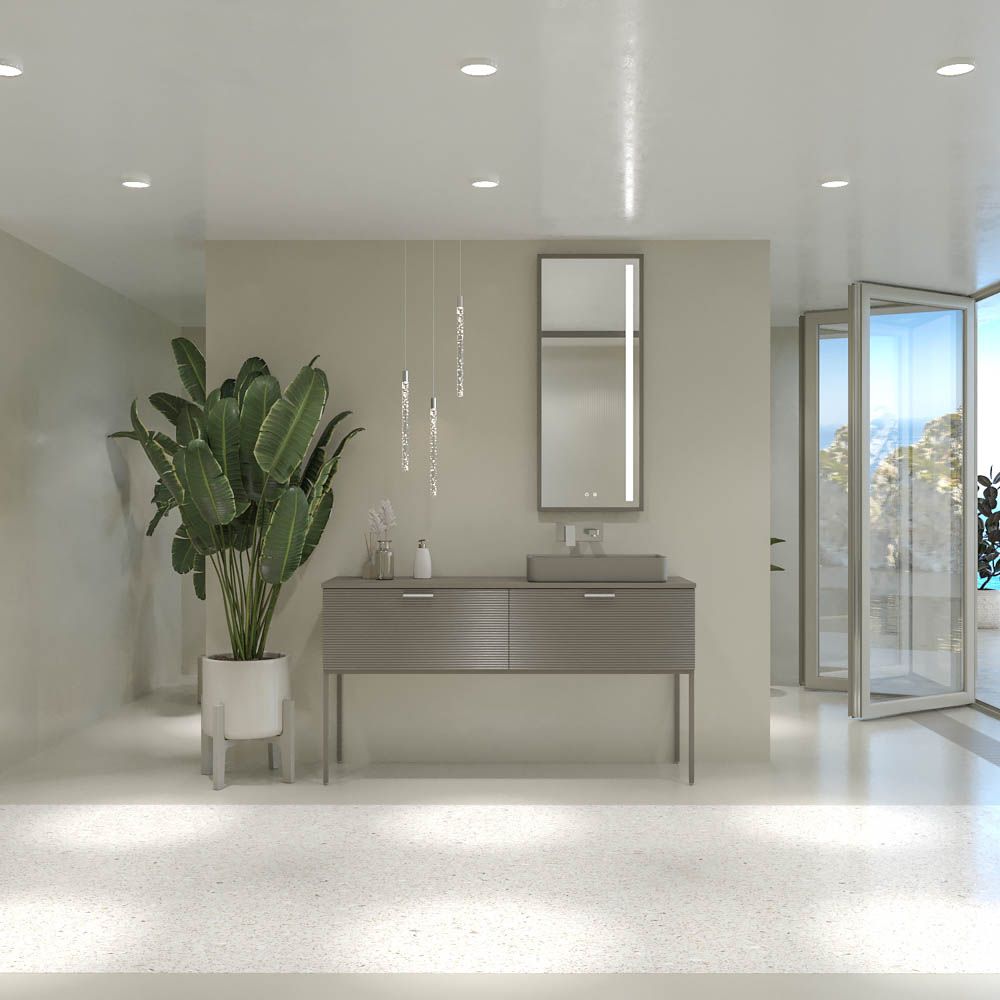 Mueble de baño ELEN con patas 1 cajón - 1 balda inferior GRIS PERLA / ORO MATE