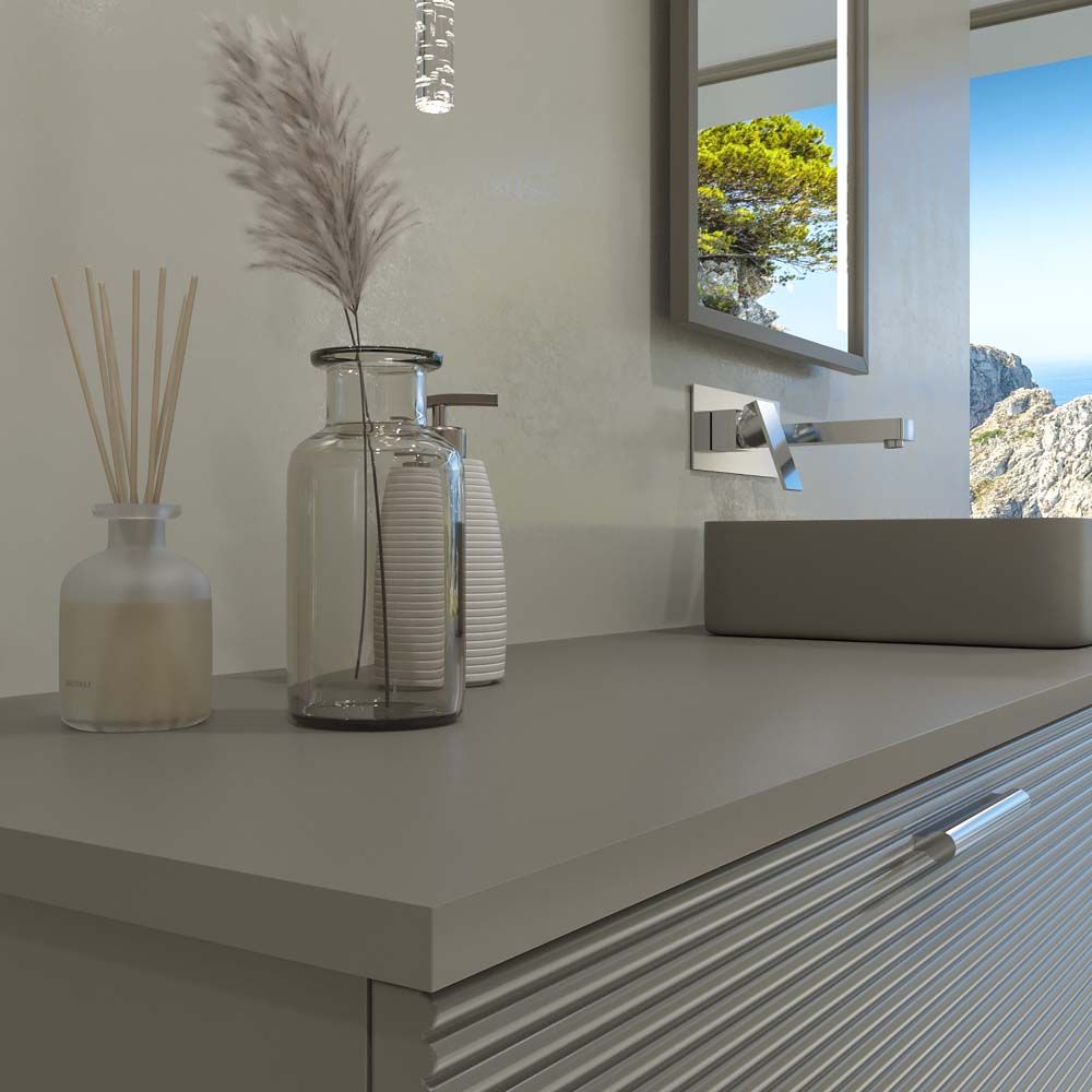 Mueble de baño ELEN con patas 1 cajón - 1 balda inferior GRIS CEMENTO / NEGRO